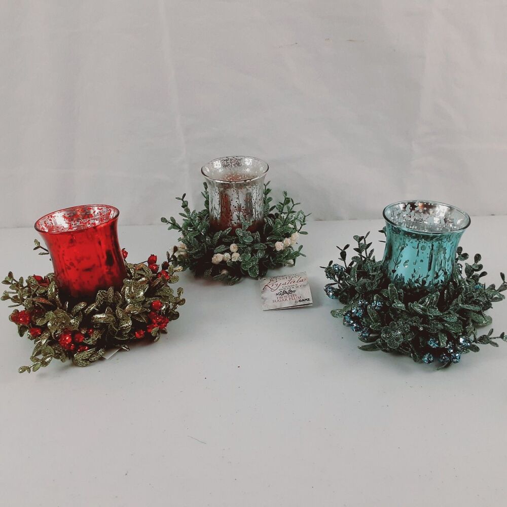 The Original Kissing Krystals Set of 3 Candle Centerpieces Holder Sets by Ganz